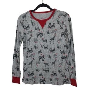 Wondershop Gray Christmas Animal Print Long Sleeve Top